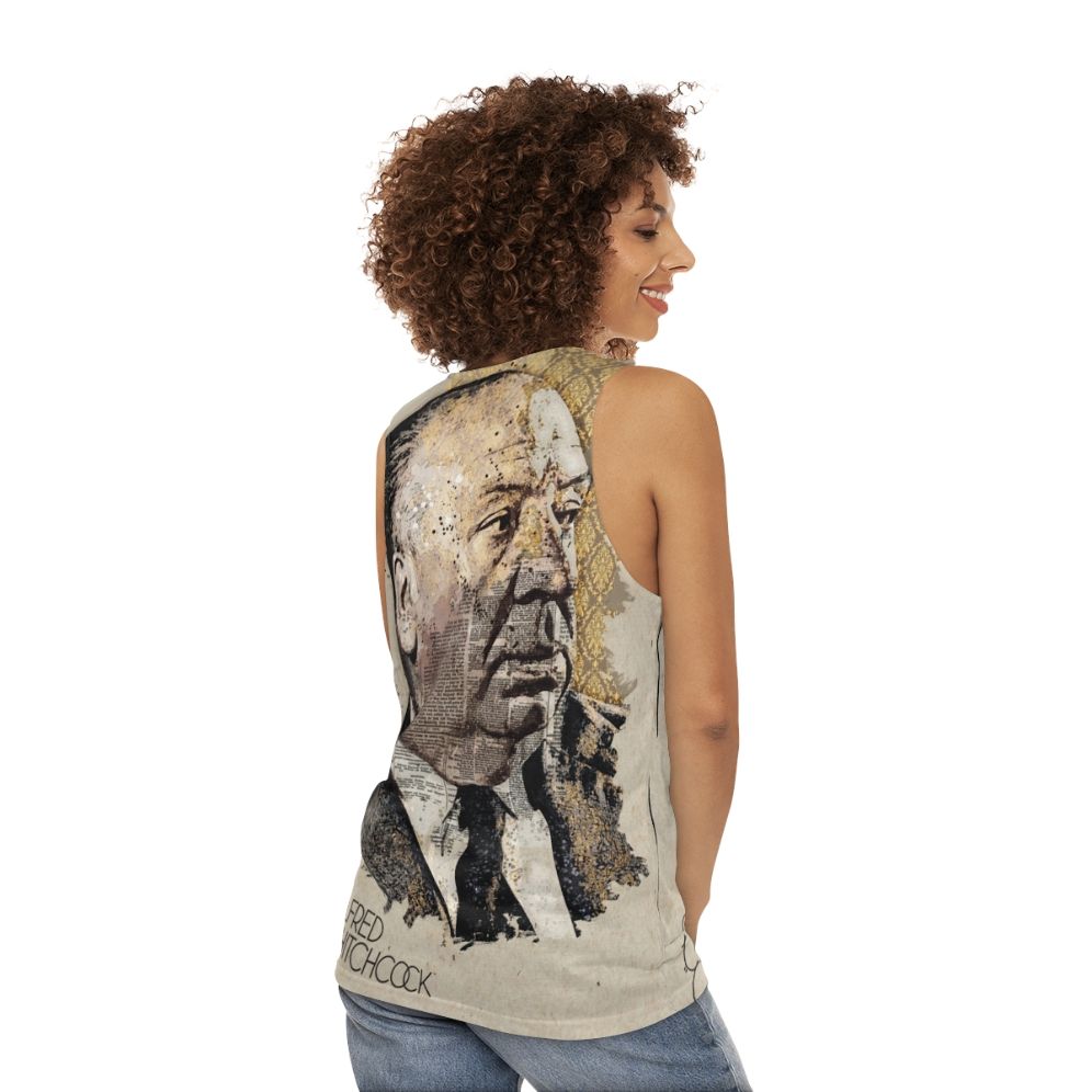 Alfred Hitchcock Movie Director Portrait Unisex Tank Top - women back