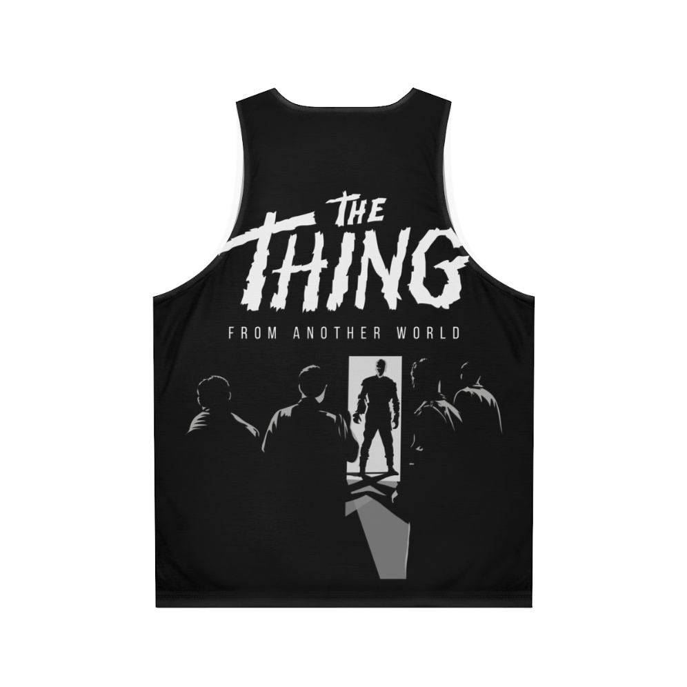 Unisex tank top featuring classic sci-fi horror film 'The Thing from Another World' - Back