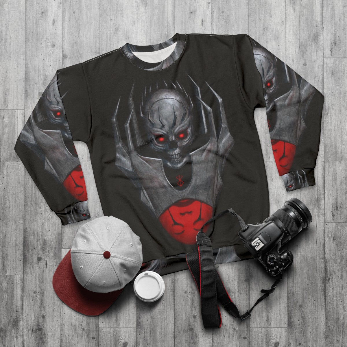 Skull Knight Gothic Sweatshirt - flat lay