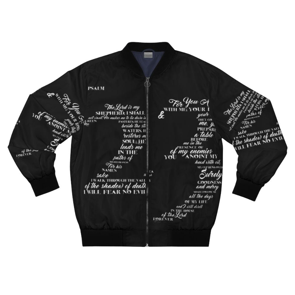 Psalm 23 Christian Bomber Jacket with Bible Verse Design