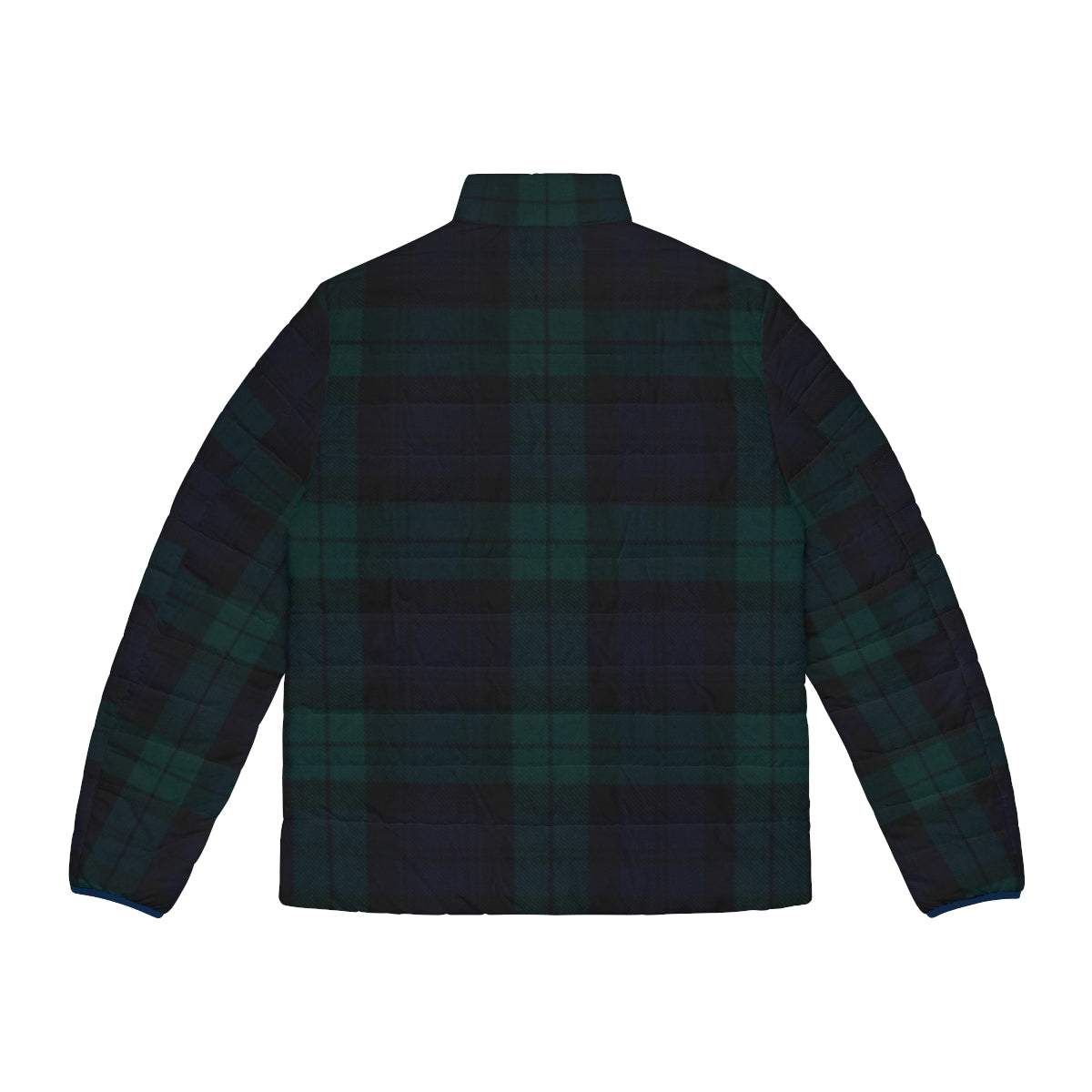 Black Watch Scottish Tartan Puffer Jacket - Back