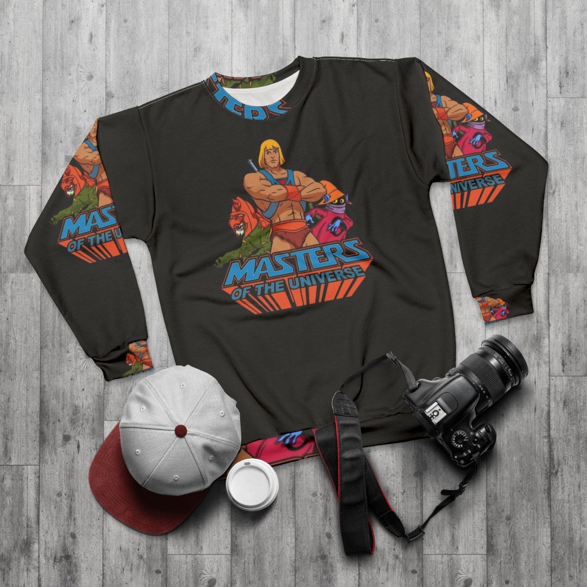 He-Man Masters of the Universe Retro 80s Sweatshirt - flat lay