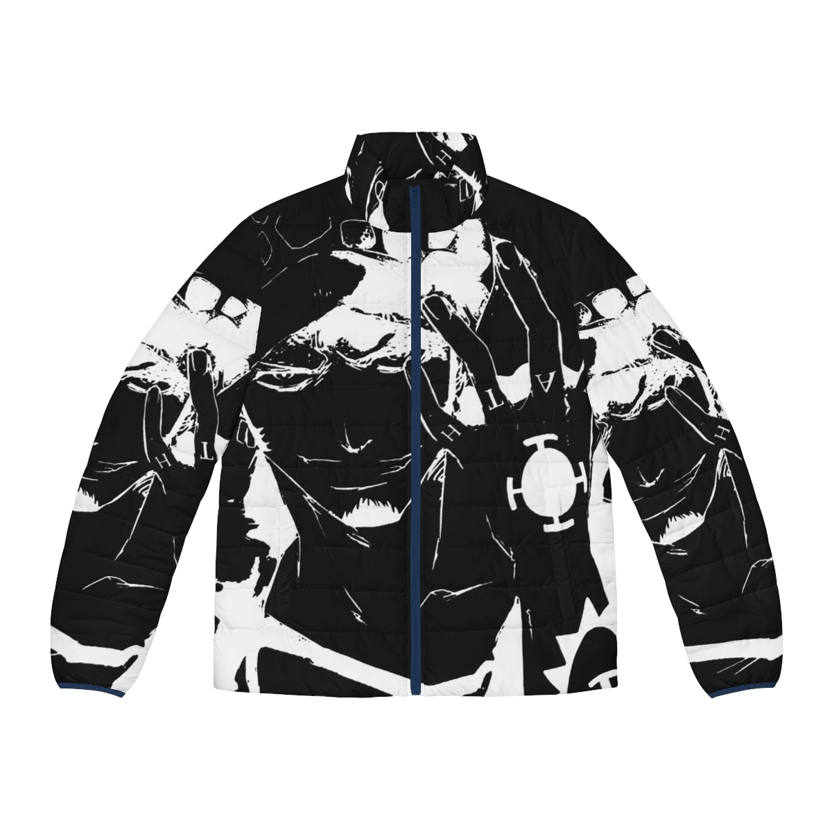 Trafalgar Law Puffer Jacket - One Piece Inspired Monochrome Anime Character Apparel