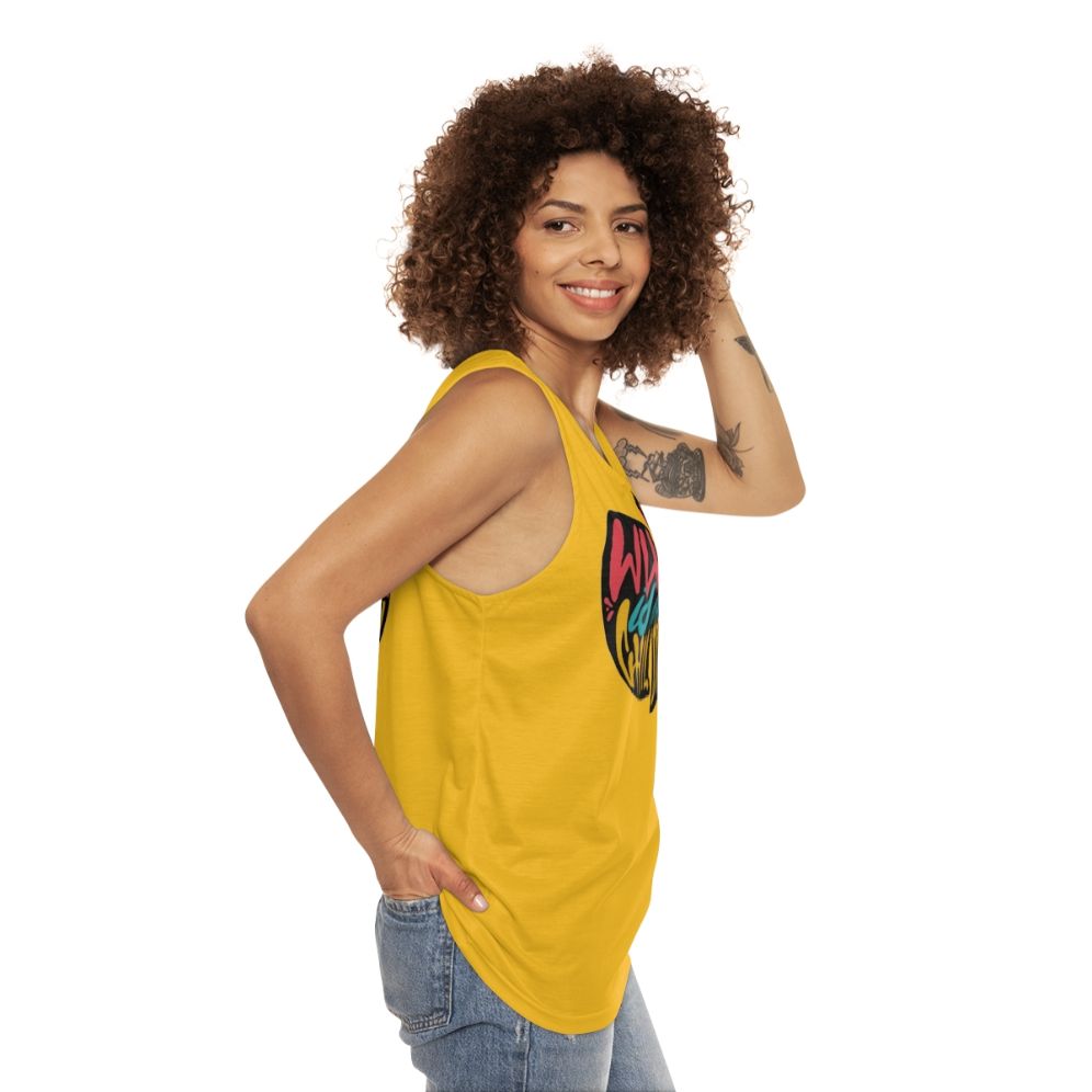 Unisex Black Tank Top for Hip Hop Fans and Youth Culture - women side