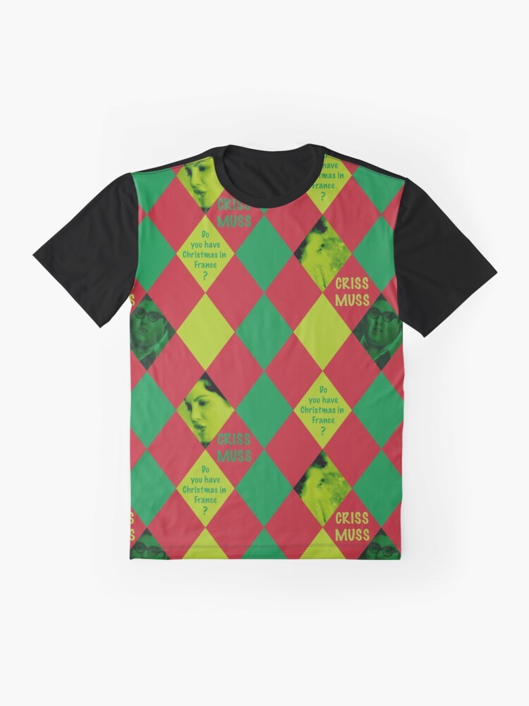 "CRISS-MUSS" 80s Christmas graphic t-shirt featuring characters from the movie "Better Off Dead" - Flat lay