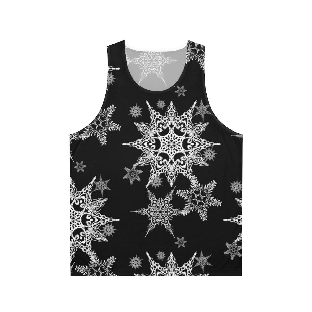 Gothic skull and snowflakes unisex holiday tank top