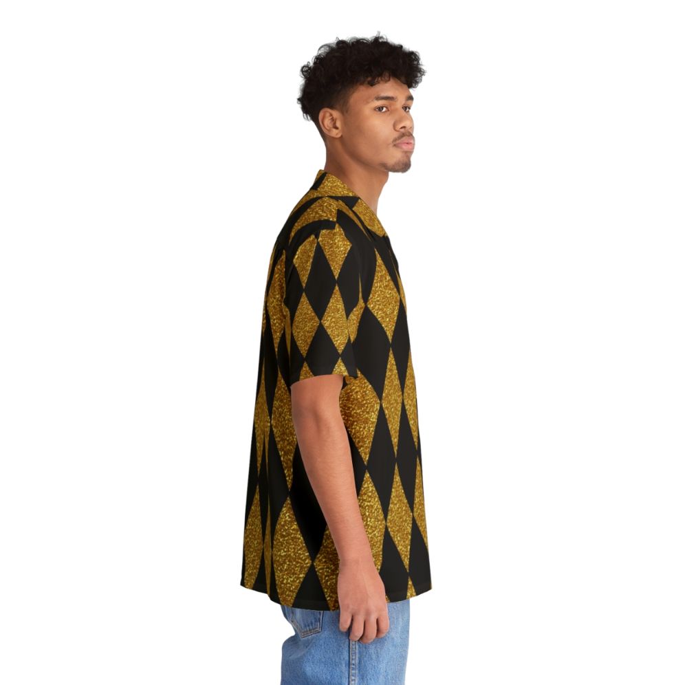 Black and gold harlequin pattern Hawaiian shirt - People Pight