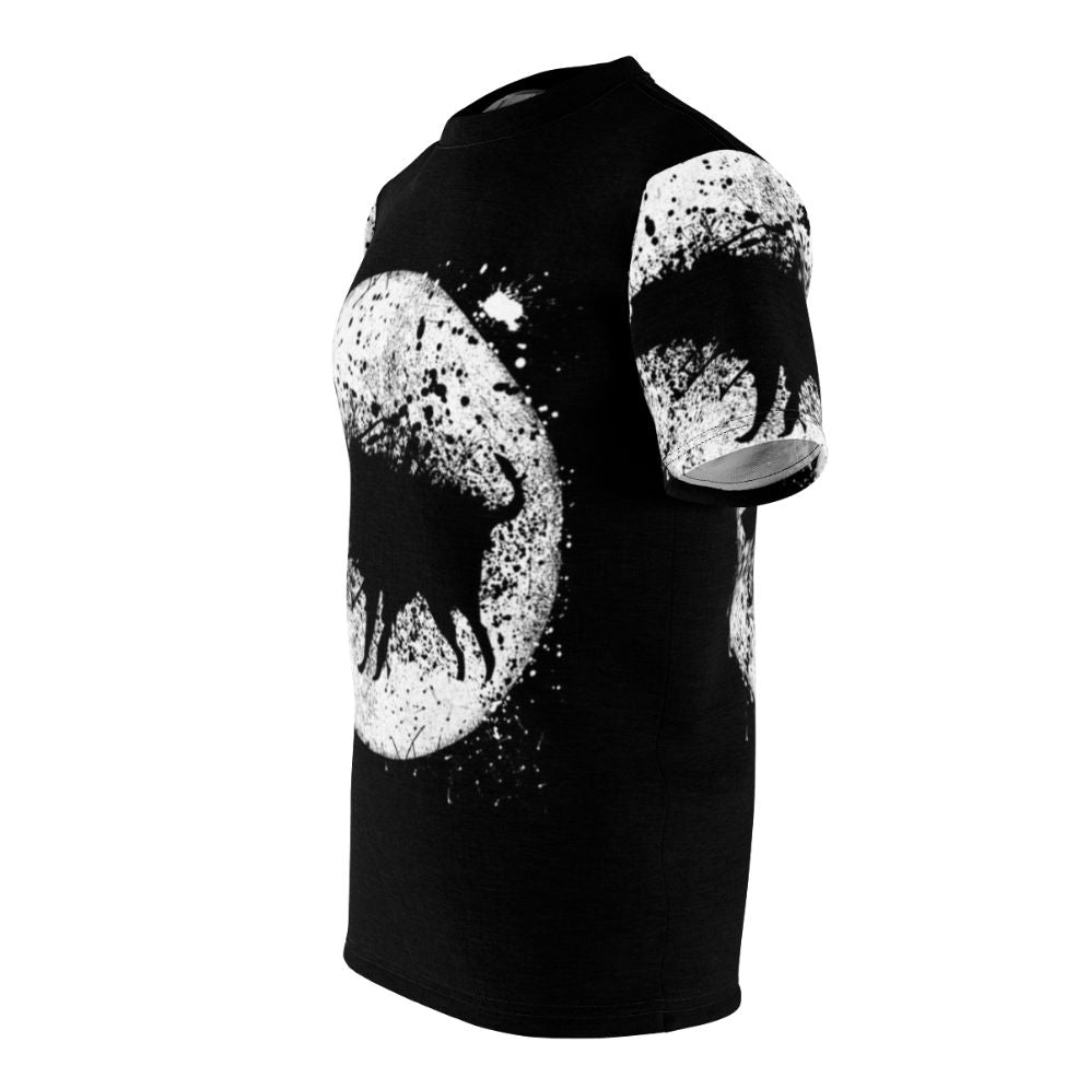 Banksy-inspired AOP t-shirt featuring a splash dog and moon design in a street art style - men left