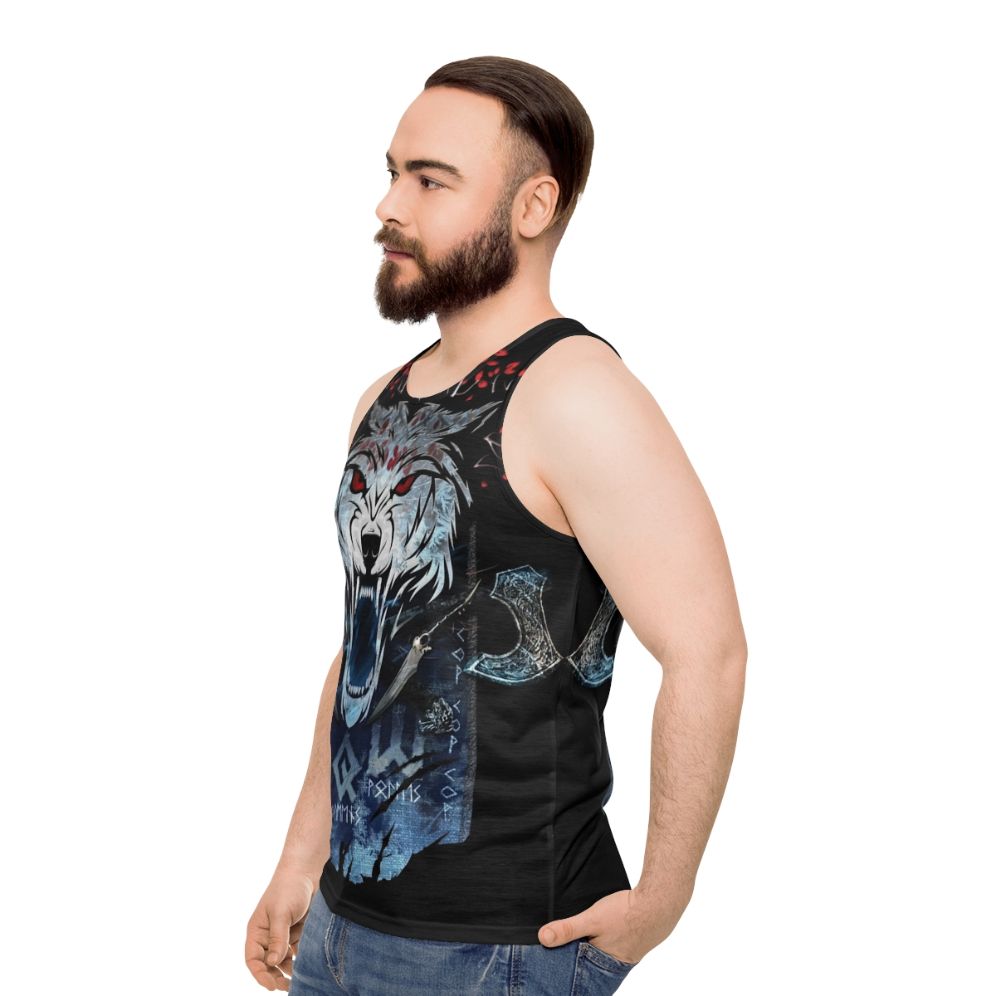 Unisex Wolf Print Tank Top - men side