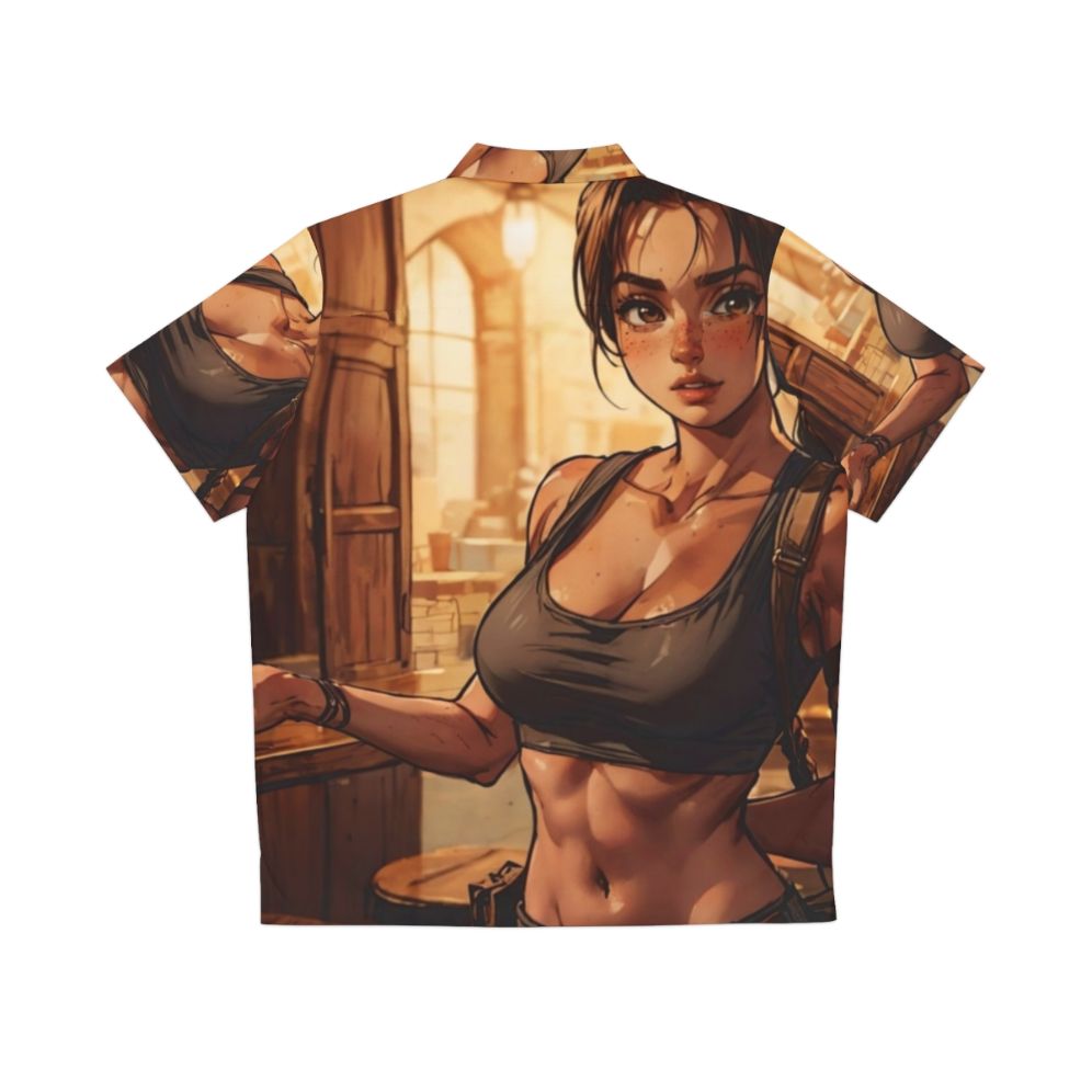 Young Lara Croft in Hawaiian Shirt from Anime Parody - Back