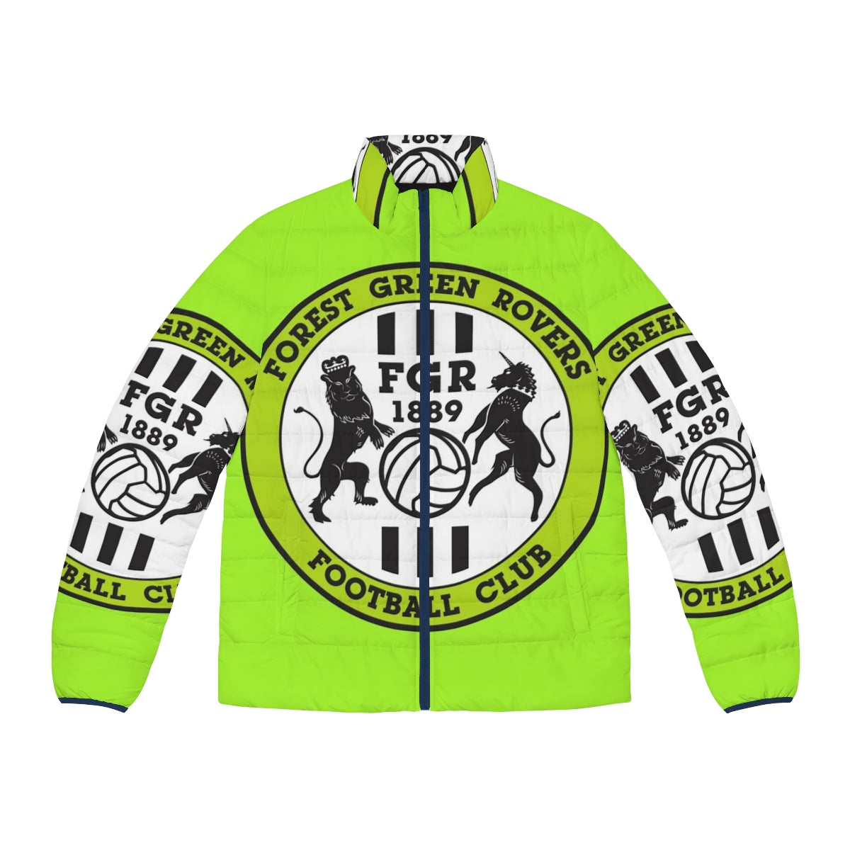 Forest Green Rovers FC Puffer Jacket, Featuring the Club's Iconic Green Color and Crest