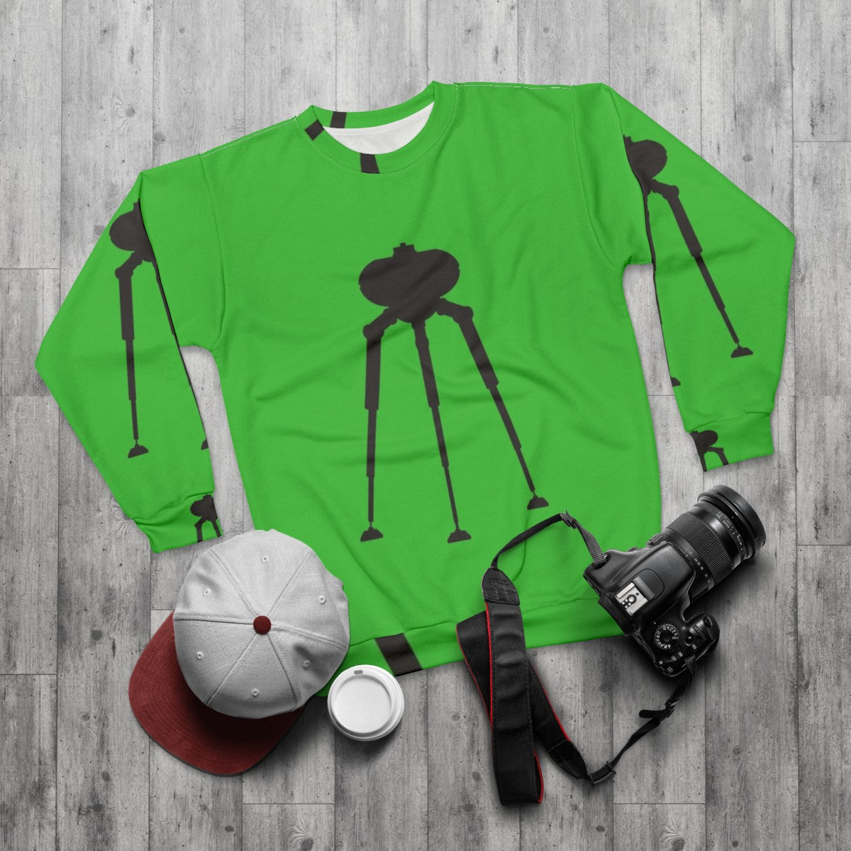 Three Legged Alien Transport Machine Sci-Fi Sweatshirt - flat lay