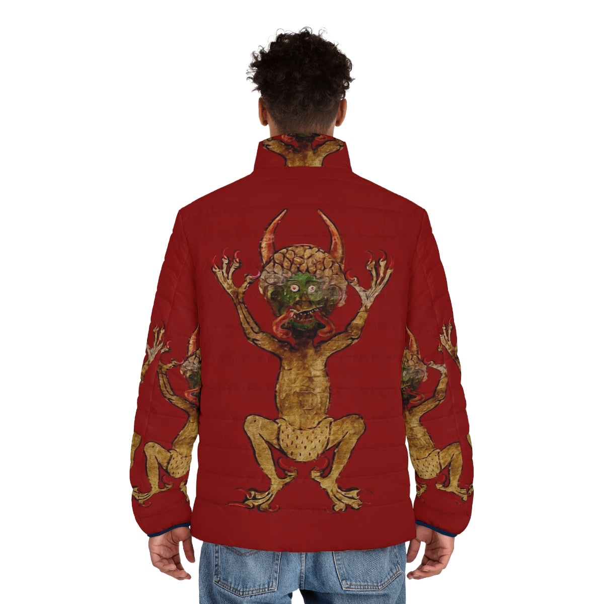 Codex Gigas Devil's Bible Red Puffer Jacket - men back