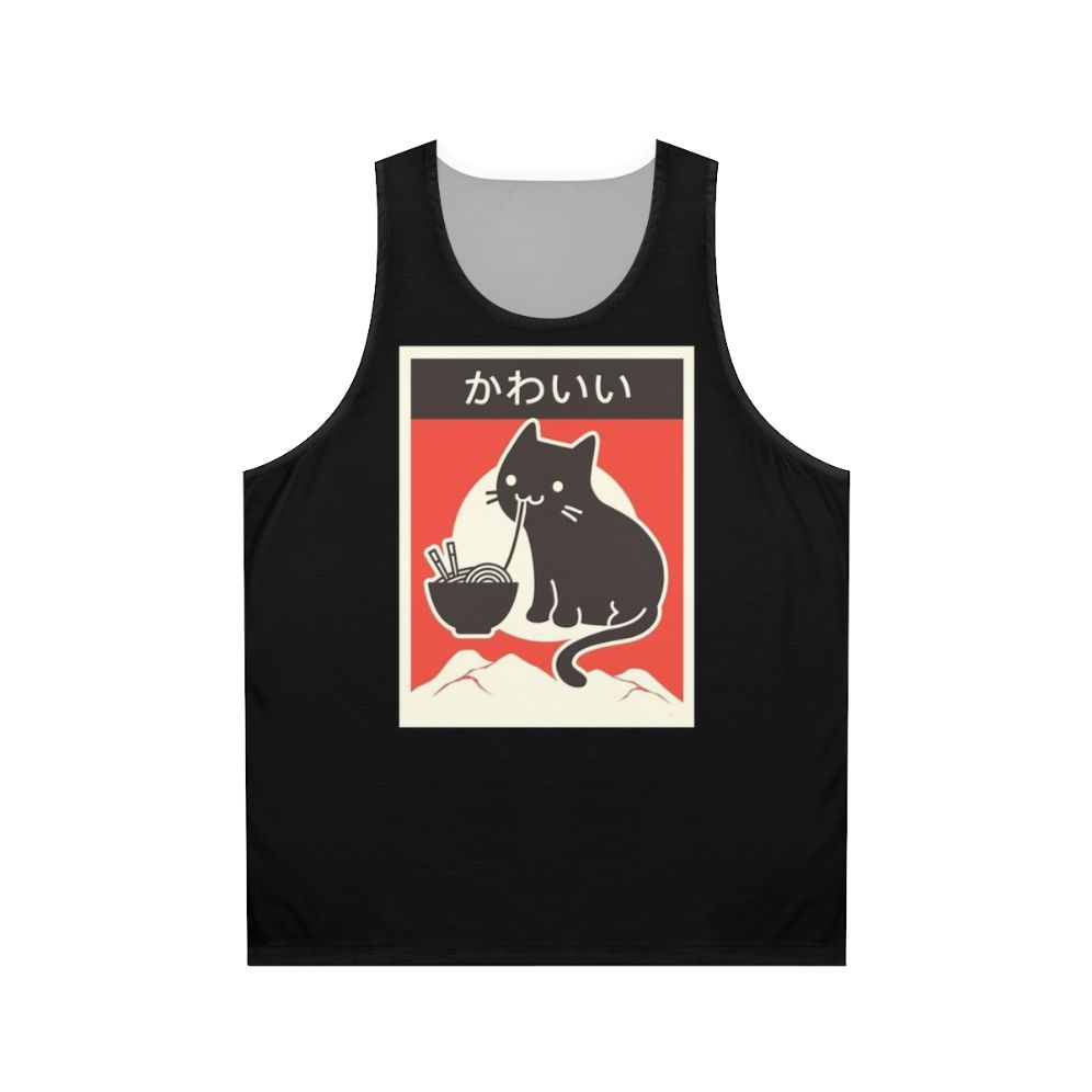 Kawaii Vintage Japanese Ramen Cat Unisex Tank Top