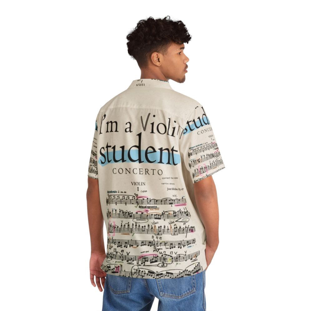 Violin Student Hawaiian Shirt with Classical Music Notes - People Back