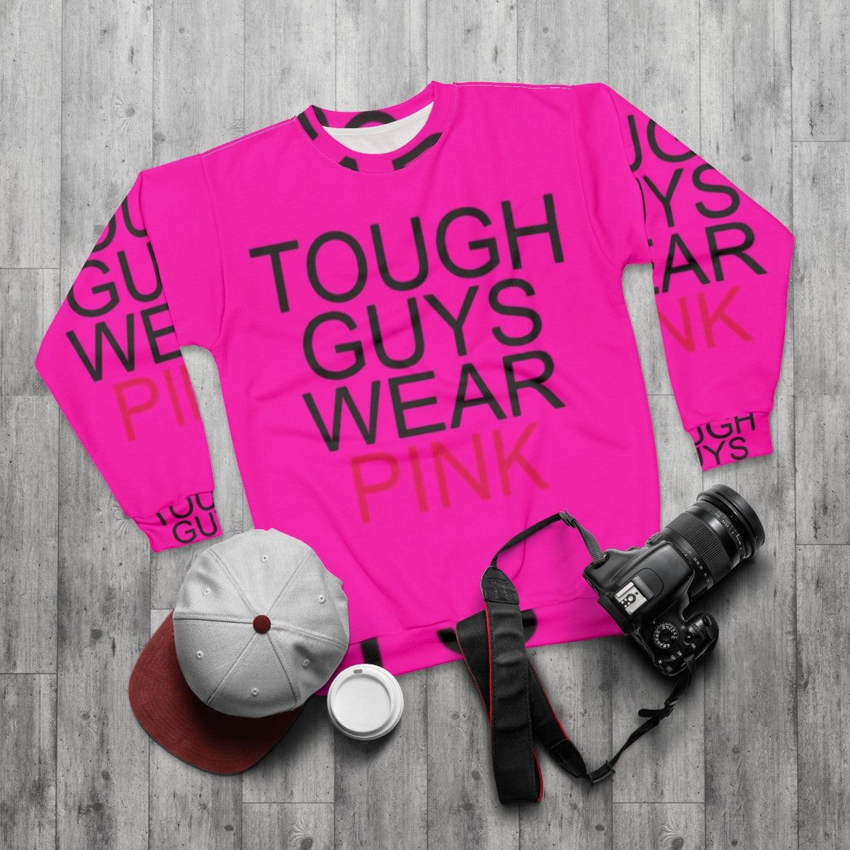 Tough Guys Wear Pink Roblox Infected Sweatshirt - flat lay