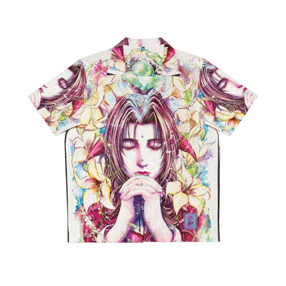 Aerith-inspired Hawaiian shirt with Final Fantasy VII characters