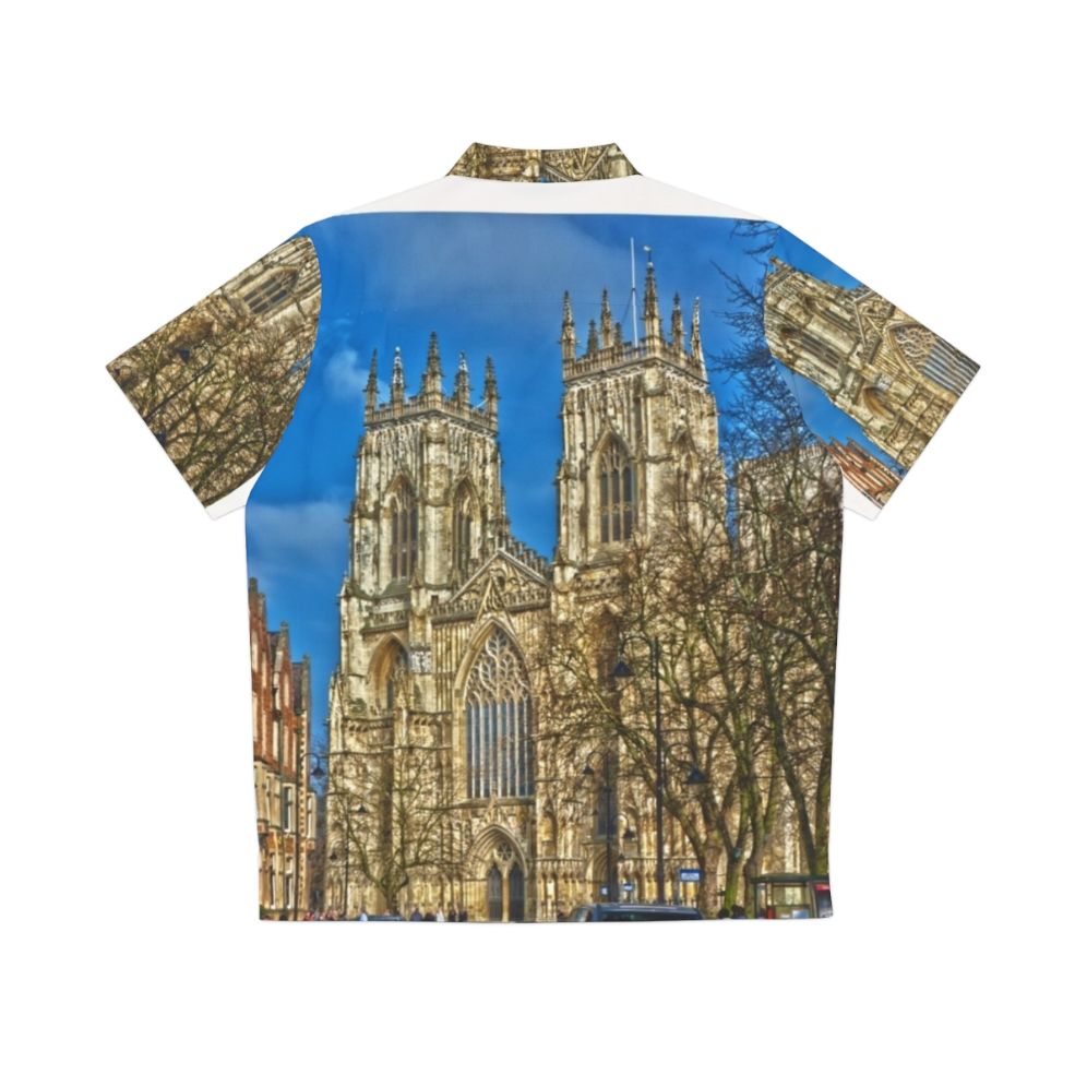 York Minster in England captured in a breathtaking HDR photograph, showcased on a vibrant Hawaiian shirt - Back