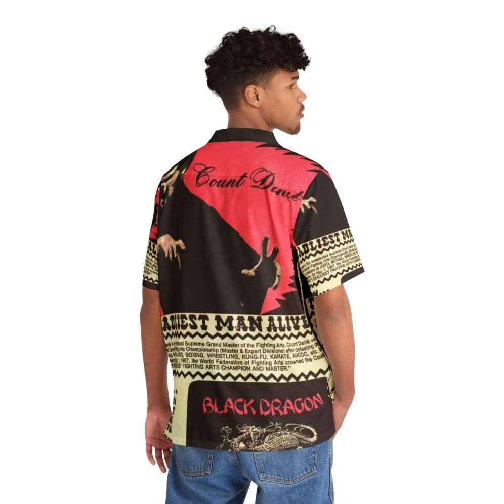 Black Dragon Fighting Society Hawaiian Shirt with Retro Pop Culture Superhero Design - People Back