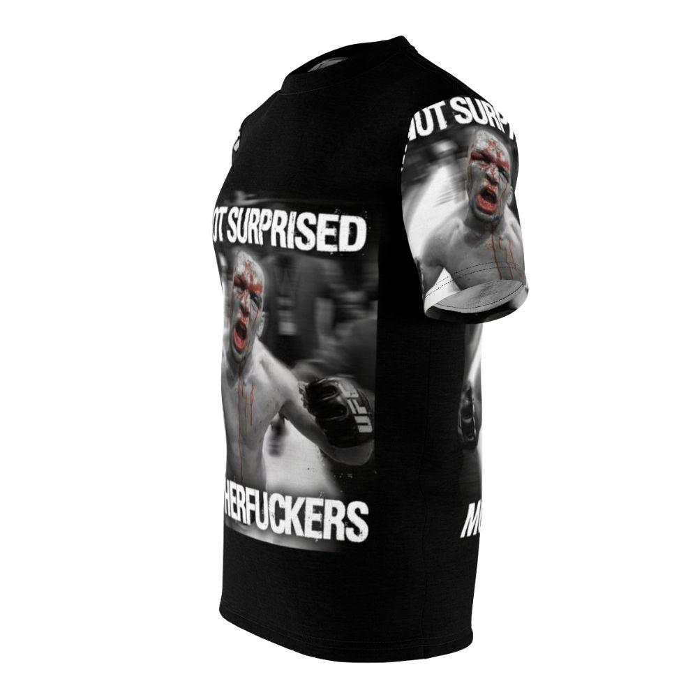 Nate Diaz inspired mixed martial arts t-shirt with "Not Surprised Motherfuckers" design - men left