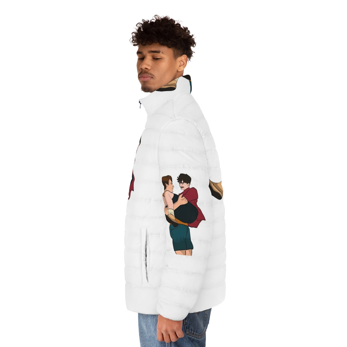 Heartstopper Nick and Charlie Friendship Inspired Puffer Jacket - men side left