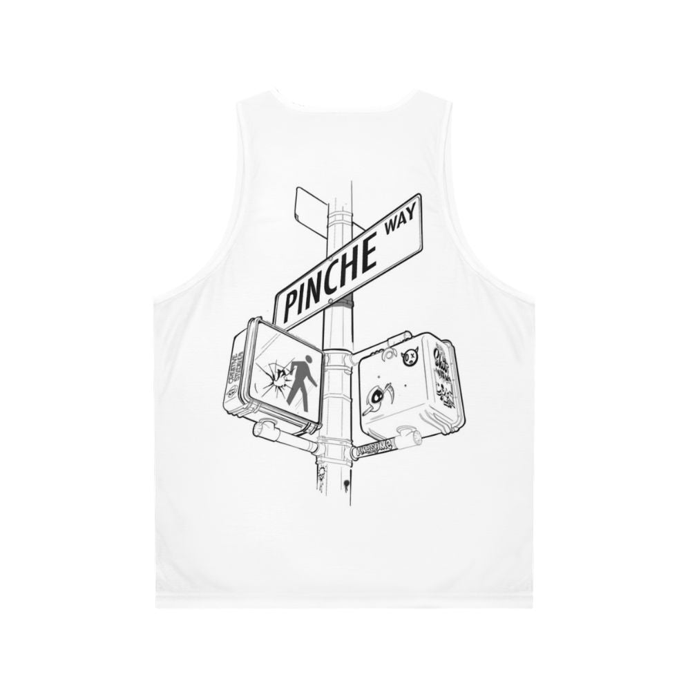 Pinche Way NYC Street Sign Unisex Tank Top - Back