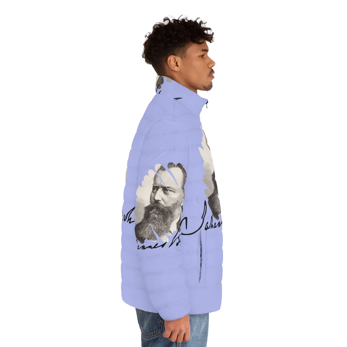 Johannes Brahms Puffer Jacket for Music Lovers and Classical Music Fans - men side right