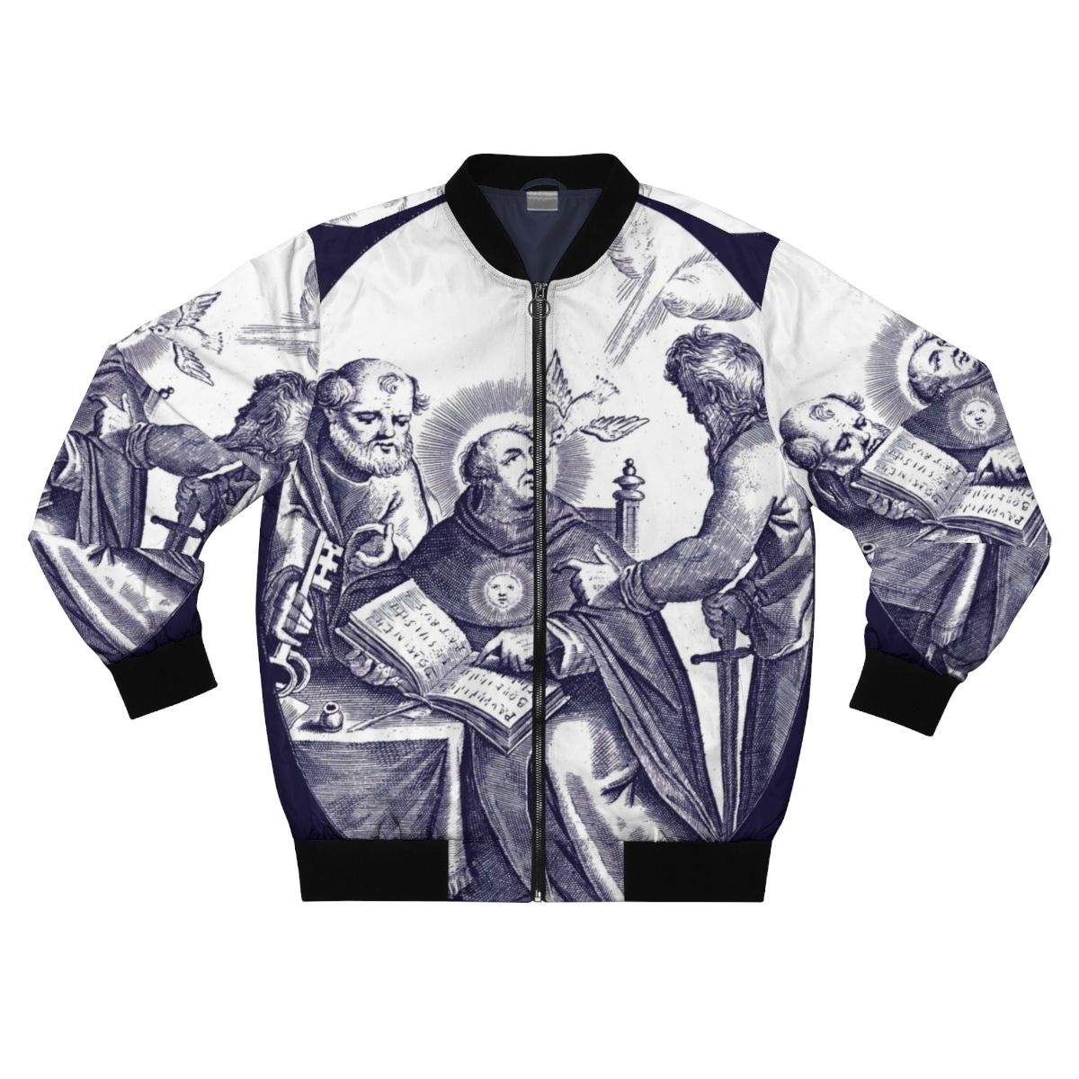 St. Thomas Aquinas Bomber Jacket with Catholic Saint Imagery