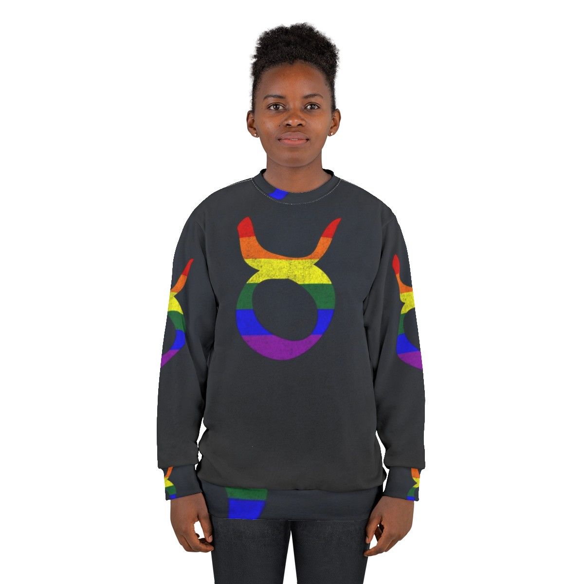 Taurus zodiac LGBTQ pride flag sweatshirt - women