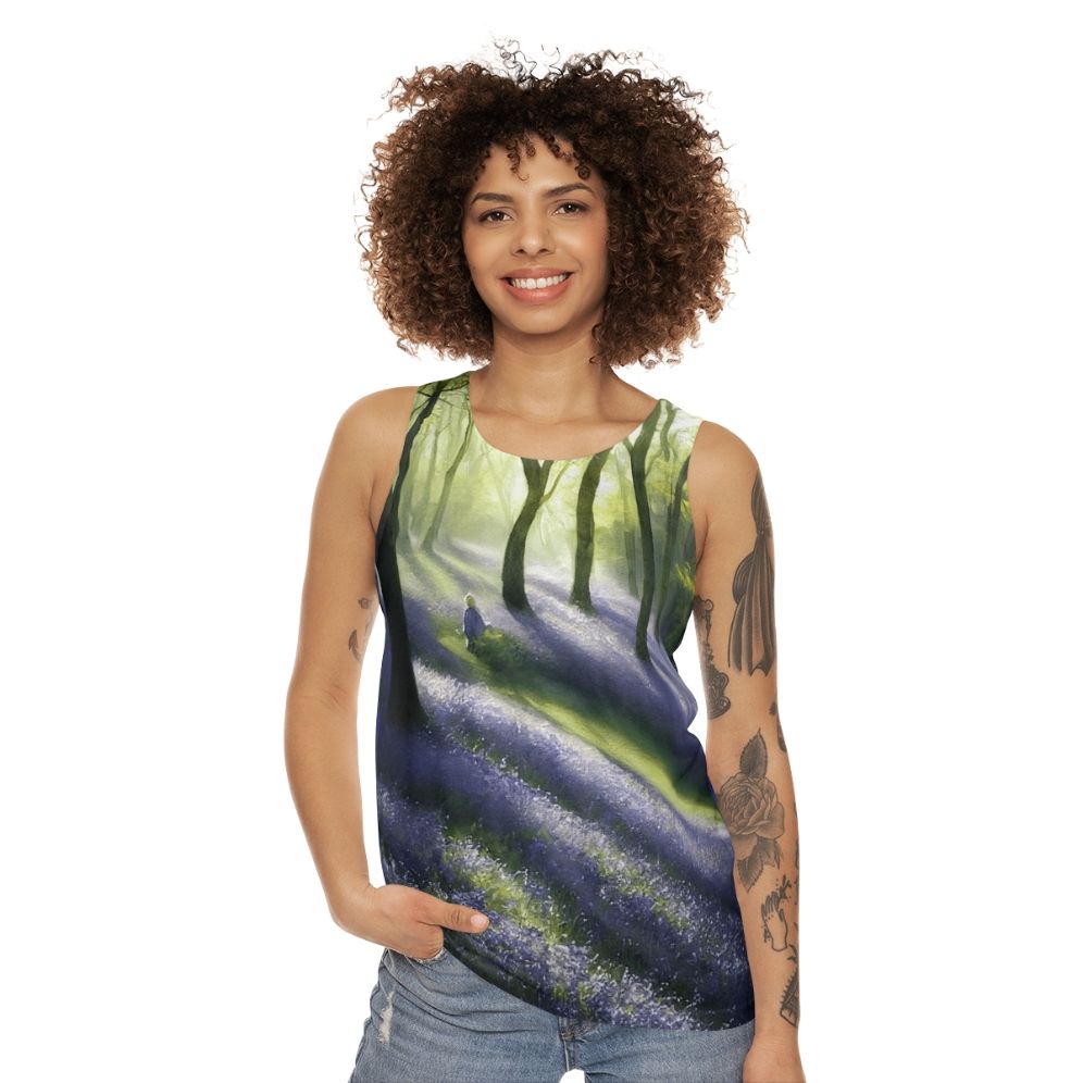 Unisex Bluebell Banks watercolor tank top - women