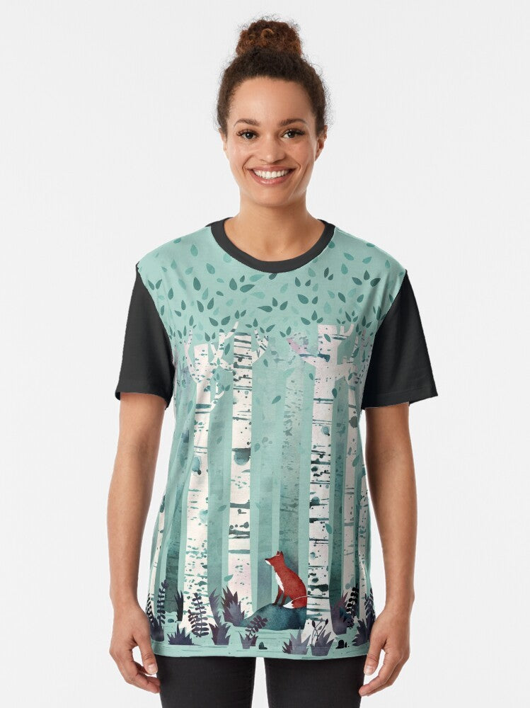 Birch Forest Watercolor Graphic T-Shirt - Women