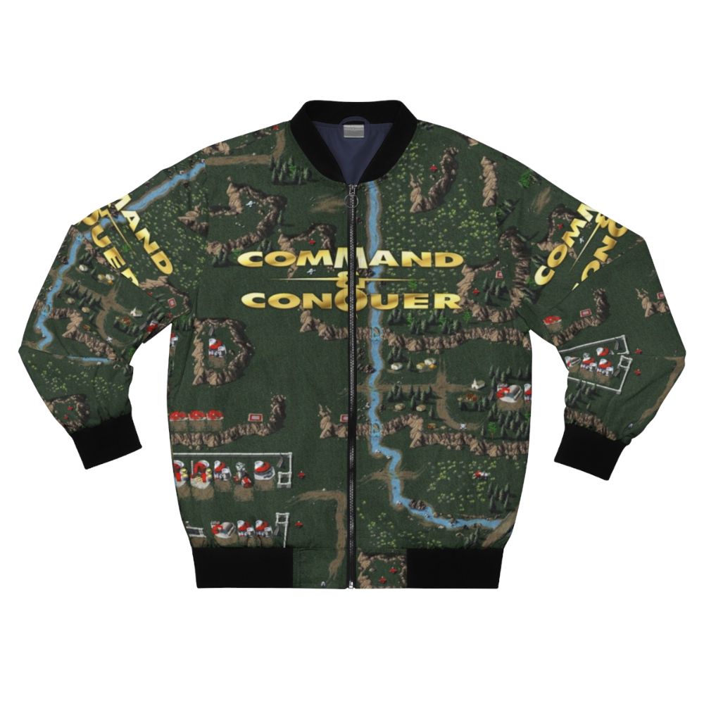 Vintage-inspired bomber jacket featuring the Command & Conquer retro gaming logo and design