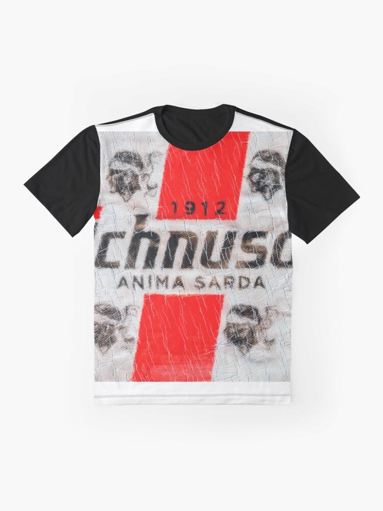 Vintage Ichnusa Beer Graphic T-Shirt with Sardinian Flag and Old-School Branding - Flat lay