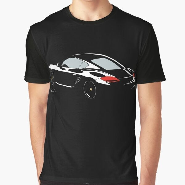 Porsche Cayman S Black Edition graphic t-shirt, featuring a sporty and sleek design for car enthusiasts.