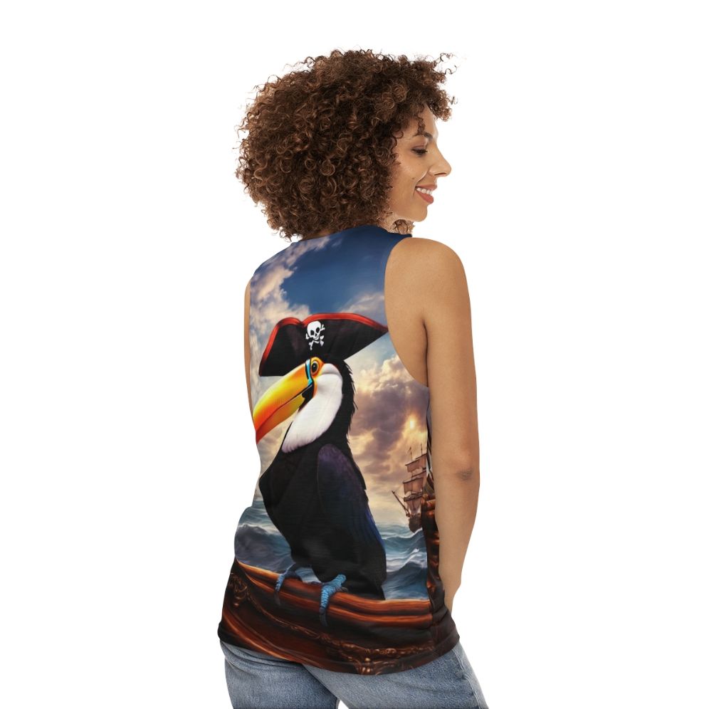 Pirate toucan unisex tank top - women back