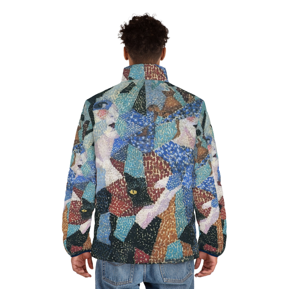 Gino Severini Futurist puffer jacket featuring vibrant abstract geometric shapes and cubist-inspired design - men back