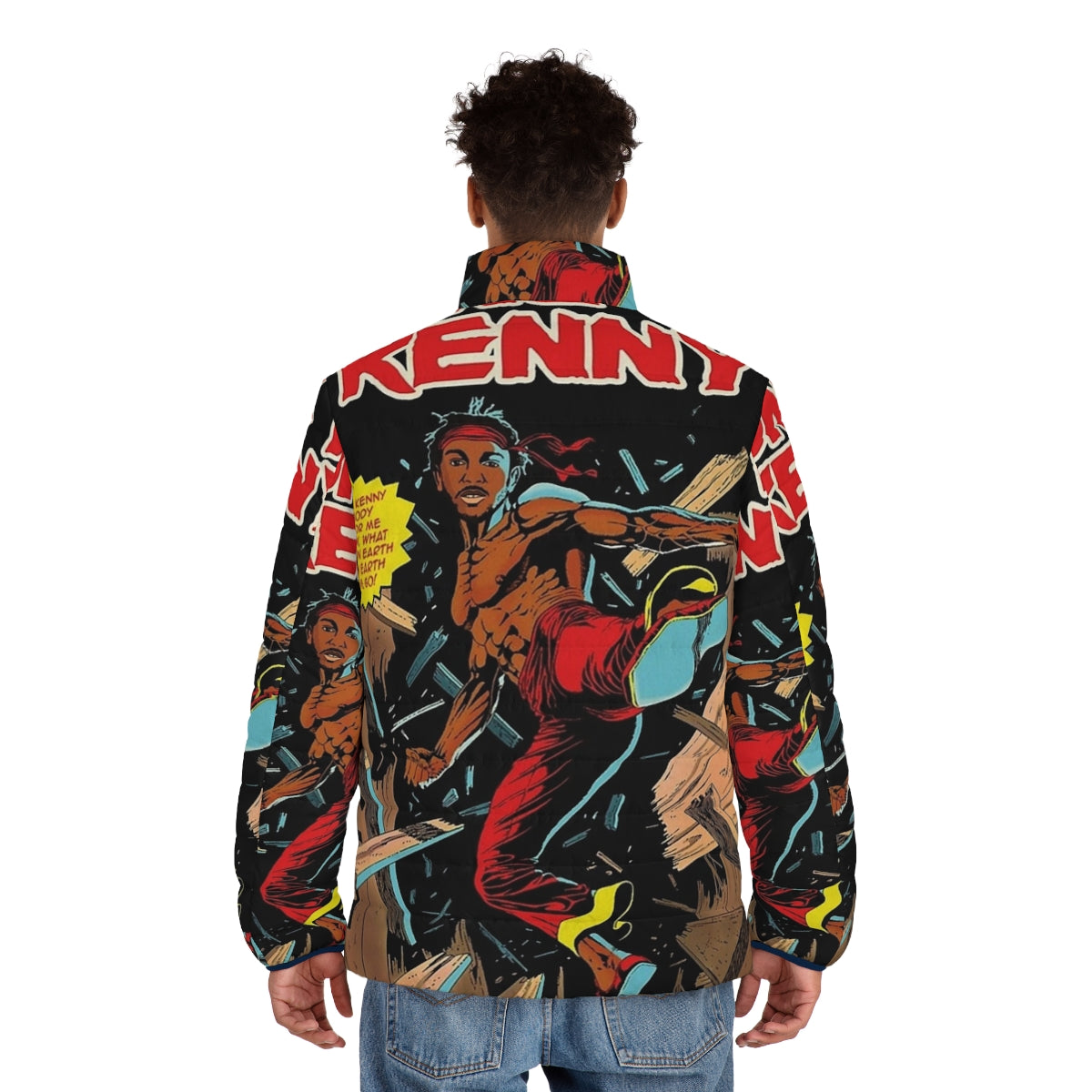 Kendrick Lamar "Kung Fu Kenny" puffer jacket with album artwork graphics - men back