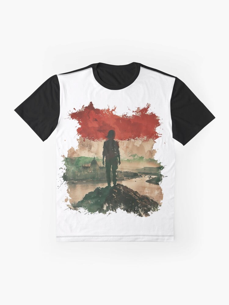 Hungarian flag graphic design t-shirt - Flat lay