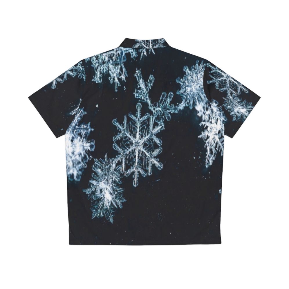 Dark blue Hawaiian shirt with a snowflake pattern - Back