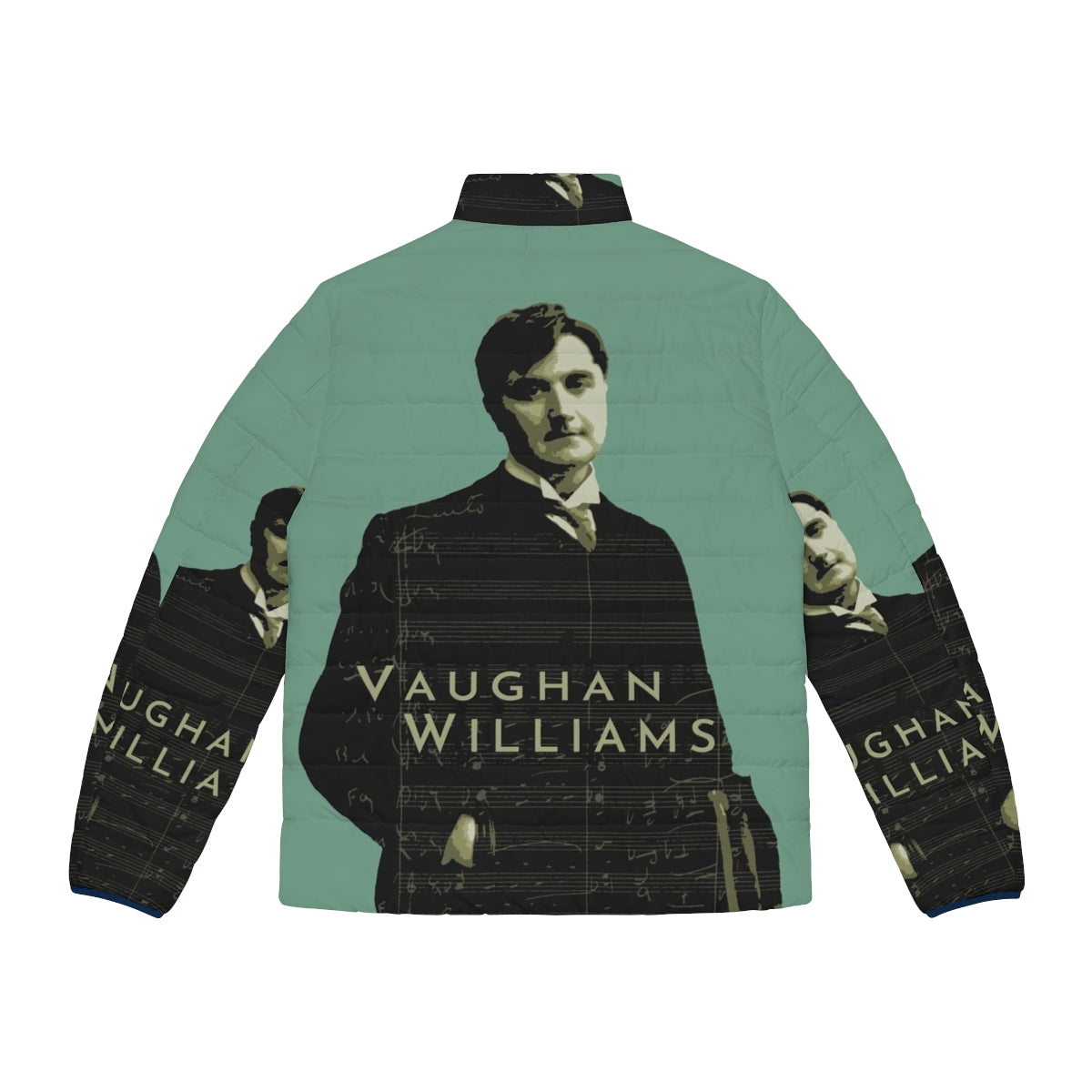 Ralph Vaughan Williams Puffer Jacket featuring the iconic British composer's name and design - Back