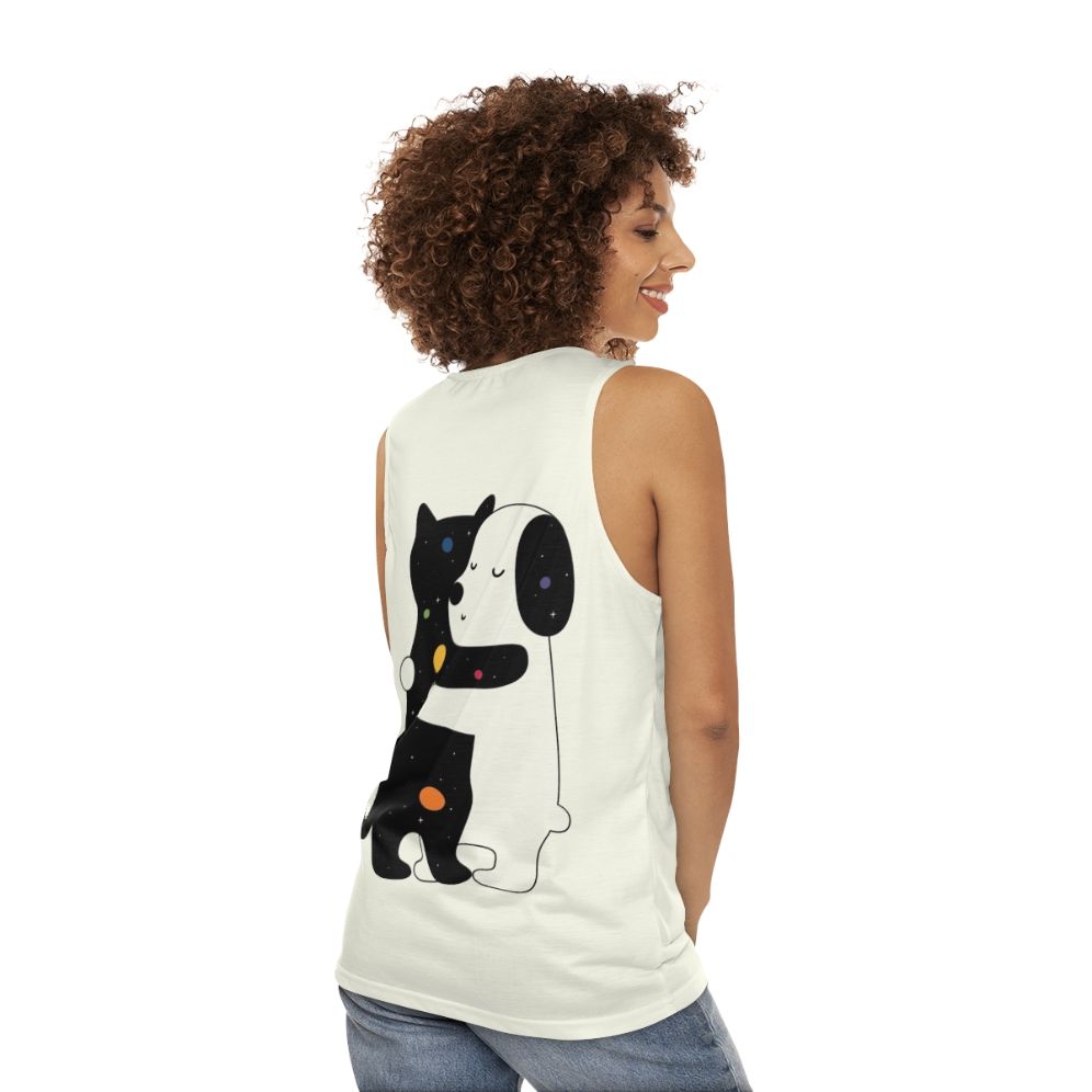 Unisex tank top with inspirational rainbow and animal graphics - women back