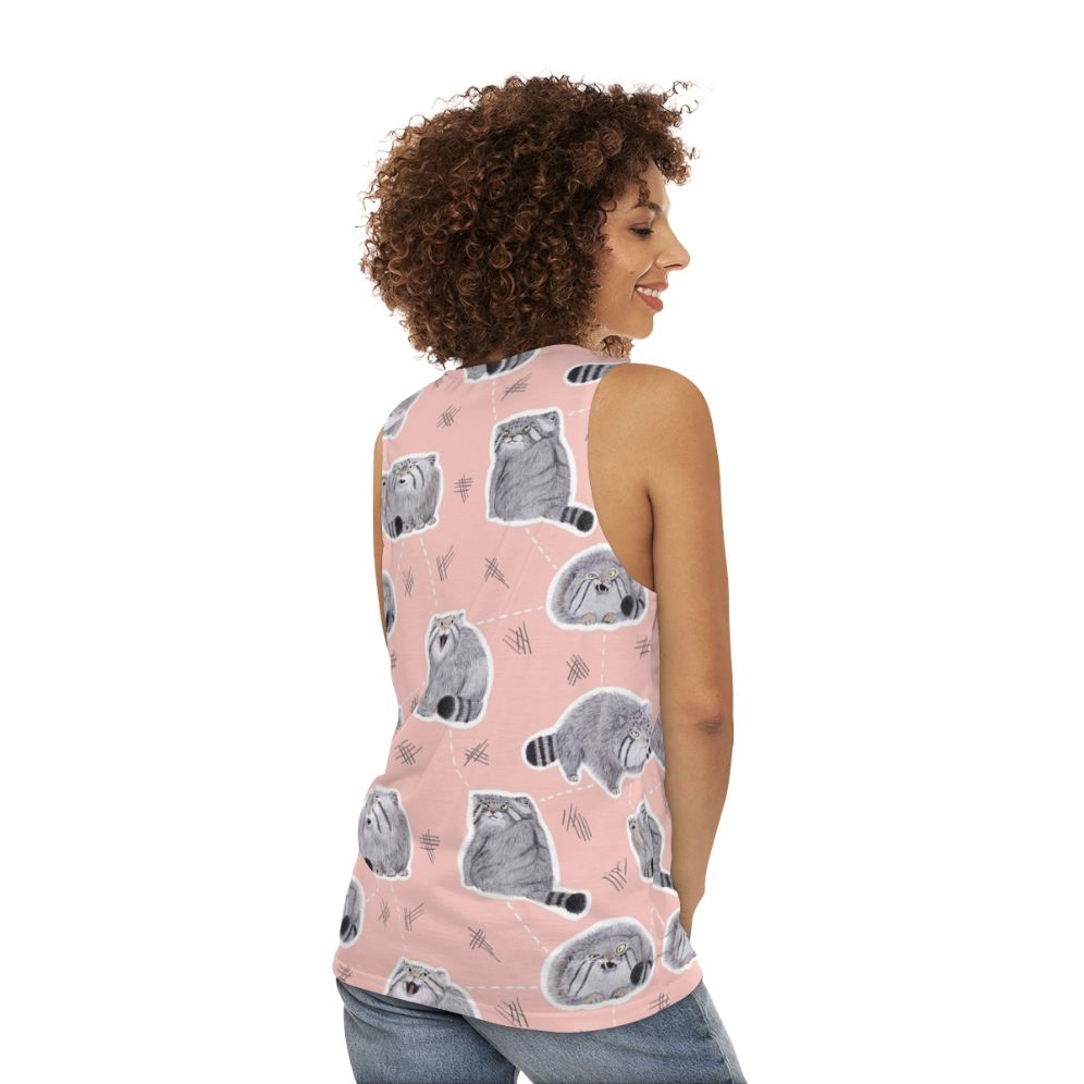 Pallas cat graphic on a unisex tank top - women back