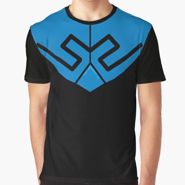 Blue Beetle superhero character design on a graphic t-shirt