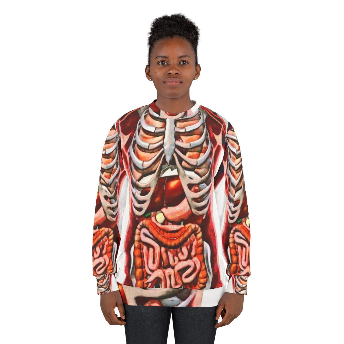 Human anatomy skeleton art sweatshirt - women