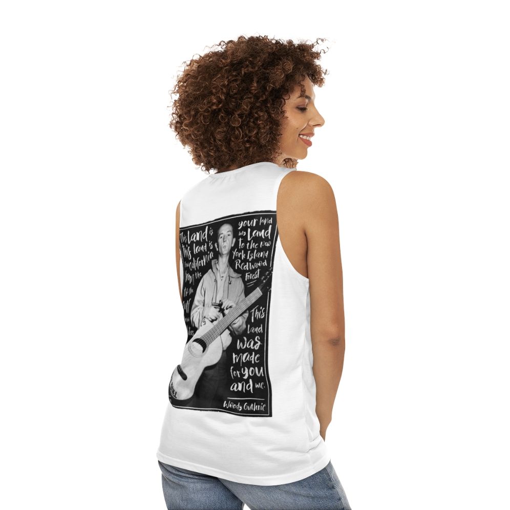 Unisex Woody Guthrie 'This Land Is Your Land' Tank Top - women back