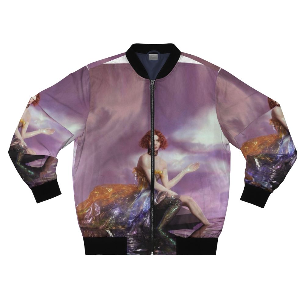 Iridescent bomber jacket featuring the SOPHIE transgender electronic pop artist logo and design.