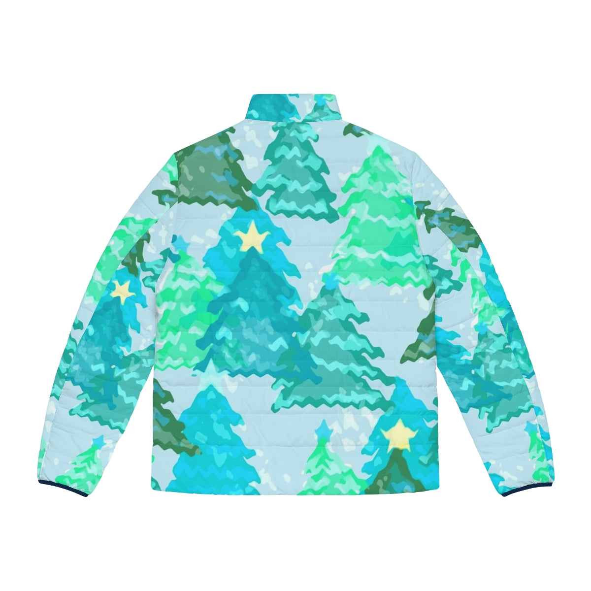 Wintergreen Christmas Trees Puffer Jacket featuring a cozy, insulated design for winter weather - Back