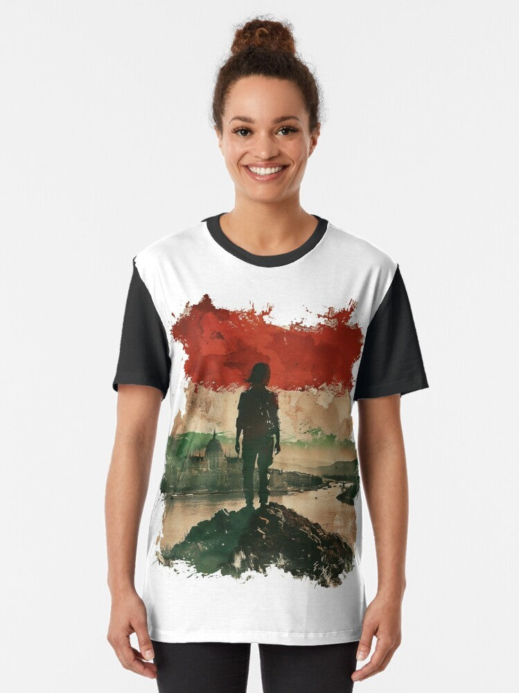 Hungarian flag graphic design t-shirt - Women