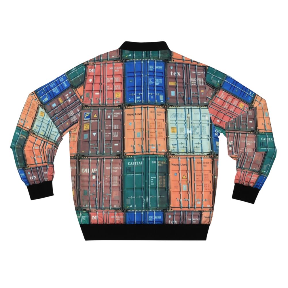 Stylish bomber jacket with shipping container and sea-inspired design - Back