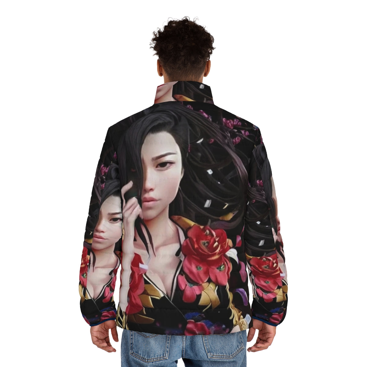 Bebe Rose Asian-Inspired Puffer Jacket for Women - men back